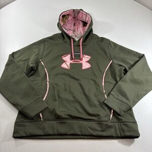 Under Armour UA Storm Caliber Hoodie Hunting Green AP Pink Camo Women's XXL EUC!